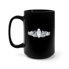 Load image into Gallery viewer, Black Mug 15oz - Navy - Surface Warfare Badge - Silver wo Txt X 300
