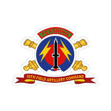 Load image into Gallery viewer, Kiss - Cut Stickers - Army - 56th Field Artillery Command - SSI w Br - Ribbon
