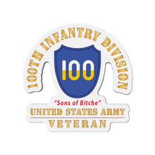 Load image into Gallery viewer, Die-Cut Magnets - Army - SSI - 100th Division - Sons of Bitche - US Army Veteran X 300
