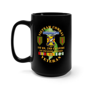 Black Mug 15oz - Vietnam Combat Infantry Veteran W 1st Bn 2nd Inf 1st Inf Div Ssi