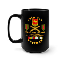 Load image into Gallery viewer, Black Mug 15oz - Army - Cold War  Vet - 2nd Bn 33rd Artillery - 1st Inf Div SSI
