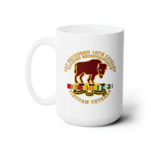 Load image into Gallery viewer, White Ceramic Mug 15oz - Army - 1st Squadron, 10th Cavalry w SVC Ribbon
