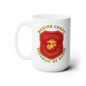 White Ceramic Mug 15oz - Korea - Republic of Korea - Marine Corps Patch
