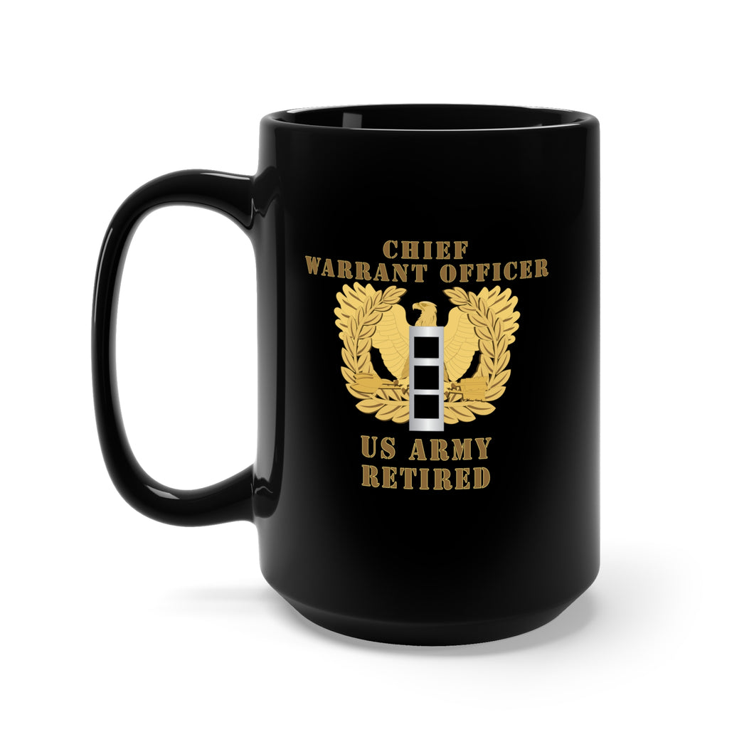 Black Mug 15oz - Emblem - Warrant Officer - CW3 - Retired X 300