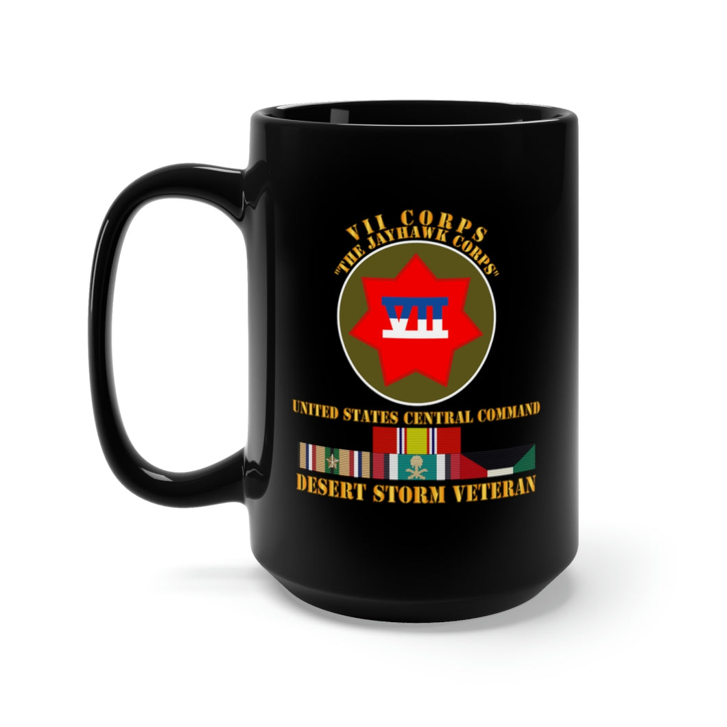 Black Mug 15oz - VII Corps - US Central Command - Desert Storm Veteran