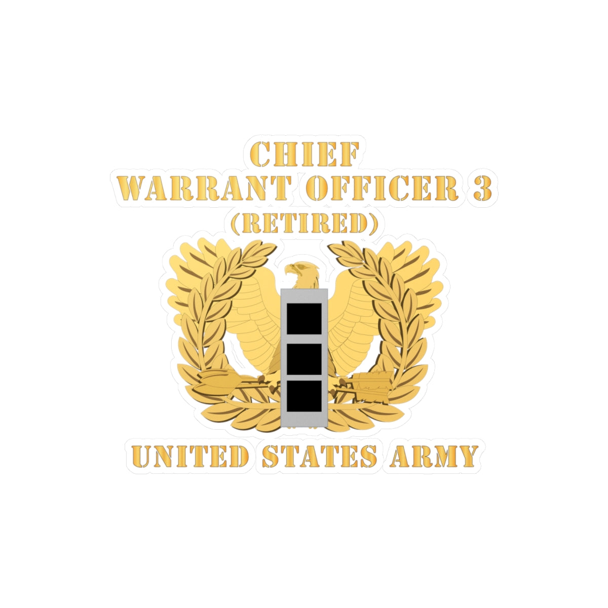 Kiss-Cut Vinyl Decals - Army - Chief Warrant Officer - CW03 - Retired ...