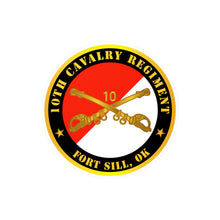 Load image into Gallery viewer, Kiss-Cut Vinyl Decals - Army - 10th Cavalry Regiment - Fort Sill, OK w Cav Branch
