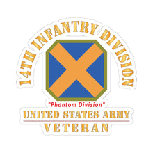 Load image into Gallery viewer, Kiss - Cut Stickers - Army - SSI - 14th Infantry Division - Phantom Division - US Army Veteran X 300
