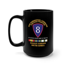 Load image into Gallery viewer, Black Mug 15oz - SSI - 8th Personnel Command - Theater Perscom - Youngsan w Ndsm COLD Korea SVC X 300
