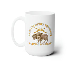 Load image into Gallery viewer, White Ceramic Mug 15oz - Army - 25th Infantry Regiment - Buffalo Soldiers w 25th Inf Branch Insignia
