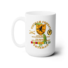 Load image into Gallery viewer, White Ceramic Mug 15oz - Army - Vietnam Combat Veteran - 2nd Squadron, 1st Cav Regt  LRRP - Black Hawk w VN SVC
