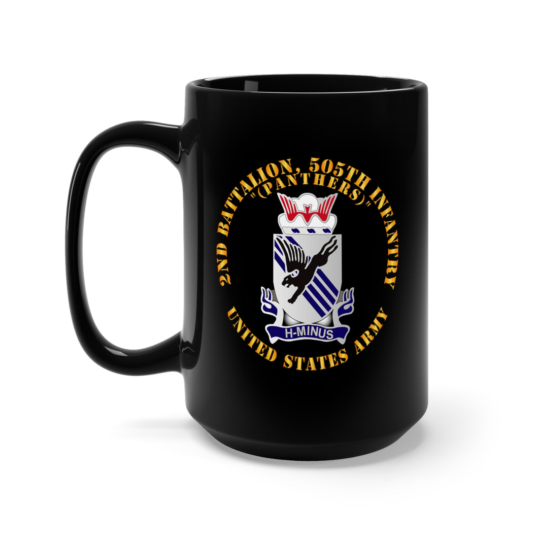 Black Mug 15oz - Army -  2nd Bn, 505th Infantry Regiment - Panthers - DUI X 300