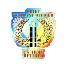 Load image into Gallery viewer, Holographic Die-cut Stickers - Emblem - Warrant Officer - CW4 - Retired
