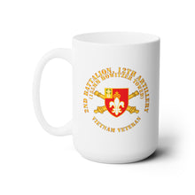 Load image into Gallery viewer, White Ceramic Mug 15oz - Army - 2nd Bn 12th Artillery - 155MM Towed - Vietnam Vet w DUI w Branch
