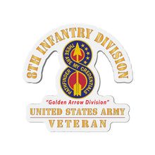 Load image into Gallery viewer, Die-Cut Magnets - Army - DUI - 8th Infantry Division - Golden Arrow Division - US Army Veteran X 300
