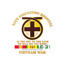 Load image into Gallery viewer, Kiss-Cut Vinyl Decals - Army - 24th Evacuation Hospital - Get to 24th - w Vietnam SVC
