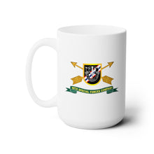 Load image into Gallery viewer, White Ceramic Mug 15oz - Army - 46th Special Forces Company - Flash w Br - Ribbon X 300
