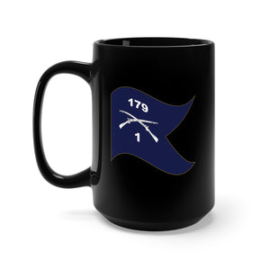 Black Mug 15oz - 1st Battalion, 179th Infantry Regiment - Guidon - Waving X 300