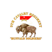 Load image into Gallery viewer, Kiss-Cut Vinyl Decals - Army - 9th Cavalry Regiment - Buffalo Soldiers w 9th Cav Guidon
