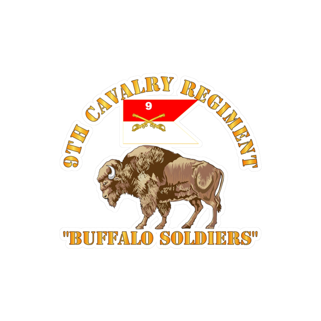 Kiss-Cut Vinyl Decals - Army - 9th Cavalry Regiment - Buffalo Soldiers w 9th Cav Guidon
