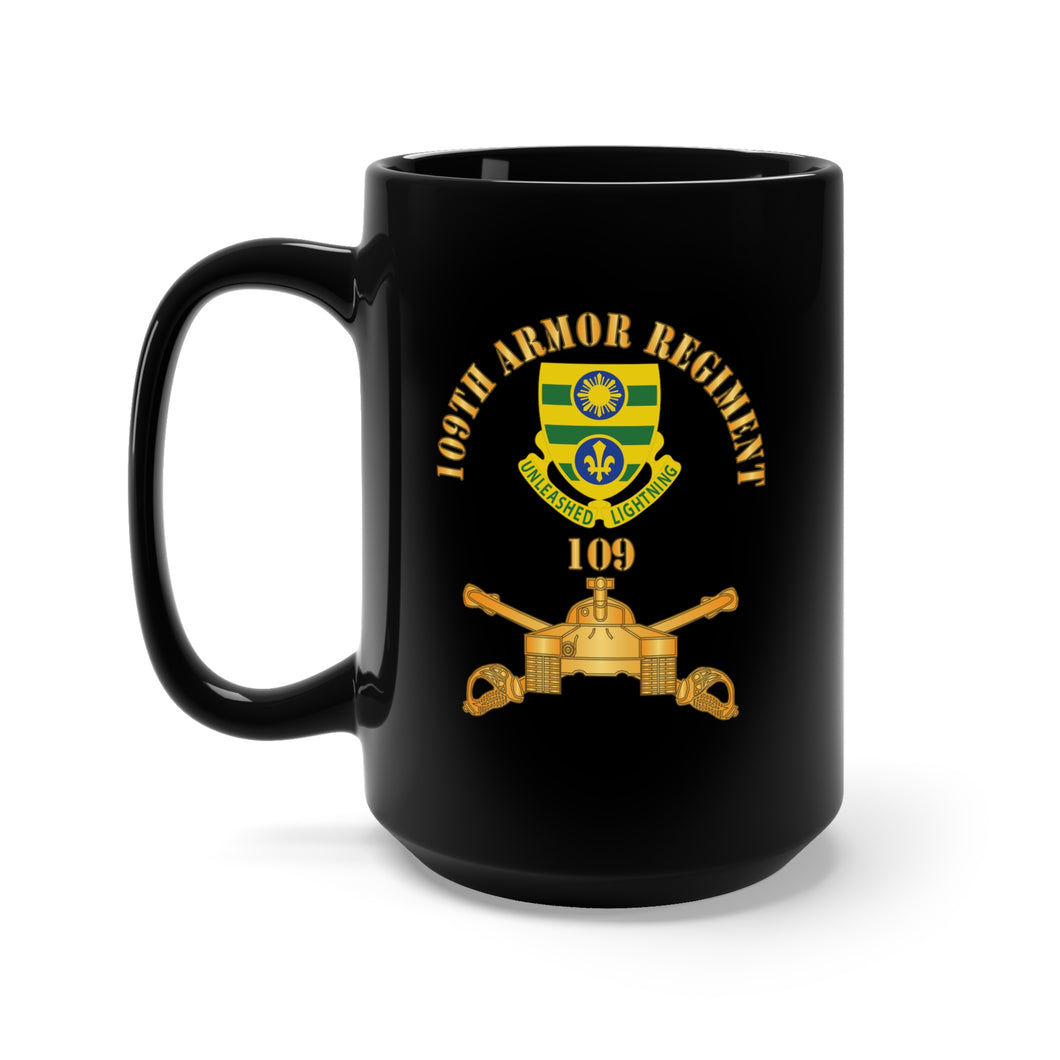 Black Mug 15oz - 109th Armor Regiment - DUI  w AR Branch X 300