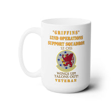 Load image into Gallery viewer, White Ceramic Mug 15oz - Army - USAF - 52nd Operations Support Squadron - Griffins - Wings Up Talons Out
