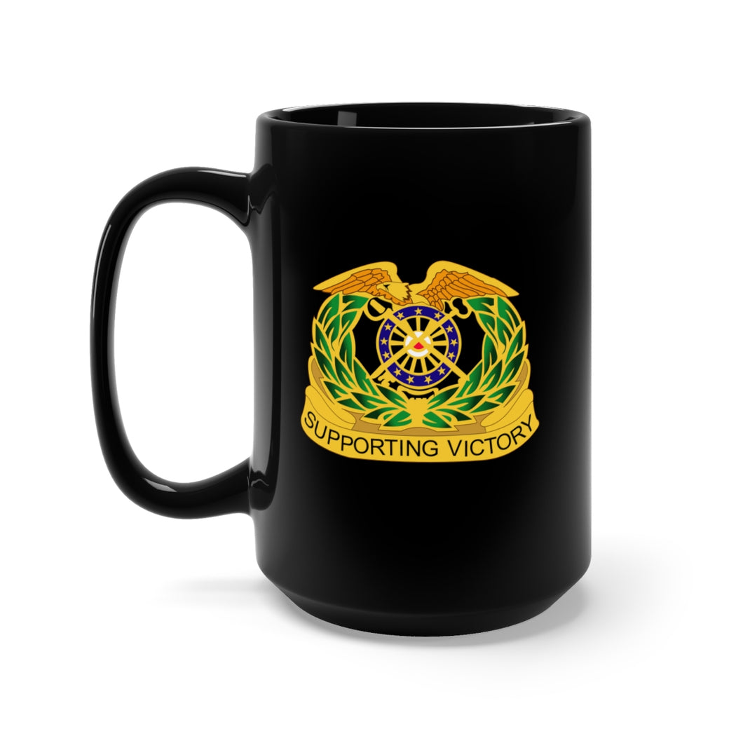 Black Mug 15oz - Army - Quartermaster Corps Regiment wo txt