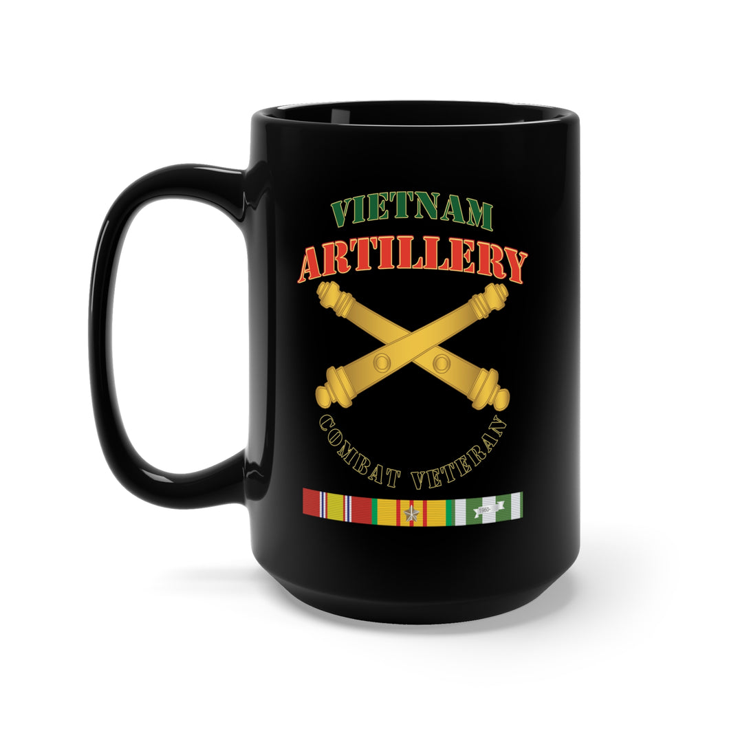 Black Mug 15oz - Army - Artillery - Vietnam - Combat Vet