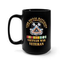 Load image into Gallery viewer, Black Mug 15oz - 43rd Signal Battalion - Vietnam War Veteran - DUI w VN SVC X 300
