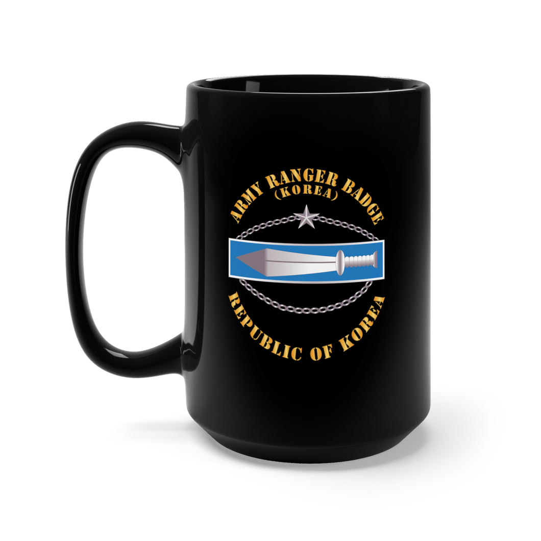 Black Mug 15oz - ROK Korean Army Ranger Badge w Txt X 300