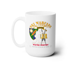 Load image into Gallery viewer, White Ceramic Mug 15oz - SOF - Ranger Tab - Ski Warfare - Ski Combat - Winter Warfare X 300
