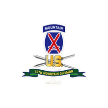 Load image into Gallery viewer, Kiss-Cut Vinyl Decals - Army - 10th Mountain Division - SSI w Ski Branch - Ribbon X 300
