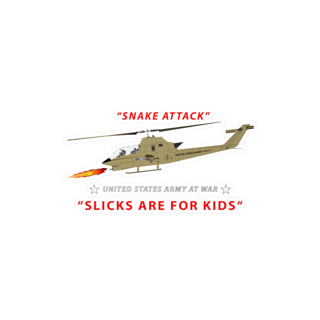 Kiss-Cut Vinyl Decals - Army - AH-1 Cobra - Snake Attack - Slicks are for Kids