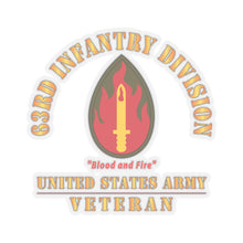 Load image into Gallery viewer, Kiss-Cut Stickers - Army - SSI - 63rd Infantry Division - Blood and Fire - US Army Veteran X 300
