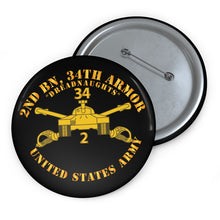 Load image into Gallery viewer, Custom Pin Buttons - 2nd Bn 34th Armor - Dreadnaughts - Armor Branch
