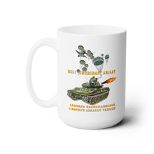 Load image into Gallery viewer, White Ceramic Mug 15oz - Army - M551 Sheridan - Firing - ARV-AAV w Paratroopers
