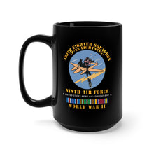 Load image into Gallery viewer, Black Mug 15oz - 430th Fighter Squadron - P38 Lightning - 9th AF - WWII w EUR SVC
