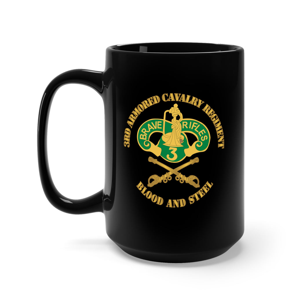 Black Mug 15oz - Army - 3rd Armored Cavalry Regiment DUI - Blood and Steel X 300