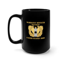 Load image into Gallery viewer, Black Mug 15oz - Army - Warrant Officer - W01 - Retired - Flat - Eagle and Bar X 300
