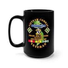 Load image into Gallery viewer, Black Mug 15oz - Vietnam Combat Infantry Veteran w 2nd Bn 8th Inf (Mech) - 4th ID SSI
