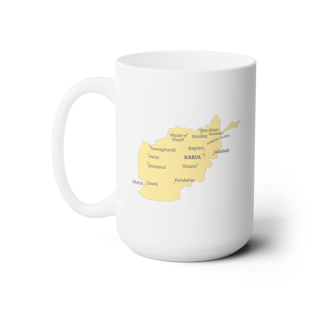 White Mug 15oz -Afghan - Afghanistan Map