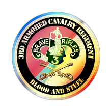Load image into Gallery viewer, Holographic Die-cut Stickers - 3rd Cavalry Regiment DUI - Red White - Blood and Steel
