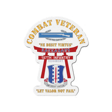 Load image into Gallery viewer, Die-Cut Magnets - Army - Combat Veteran - 187th Infantry Regiment - Torii, Rakkasans, Let Valor Not Fail, English, Latin w CIB X 300
