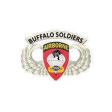 Load image into Gallery viewer, Kiss-Cut Vinyl Decals - Army - Airborne Badge - 555th Parachute Infantry Bn - SSI w  Buffalo Soldiers Tab X 300

