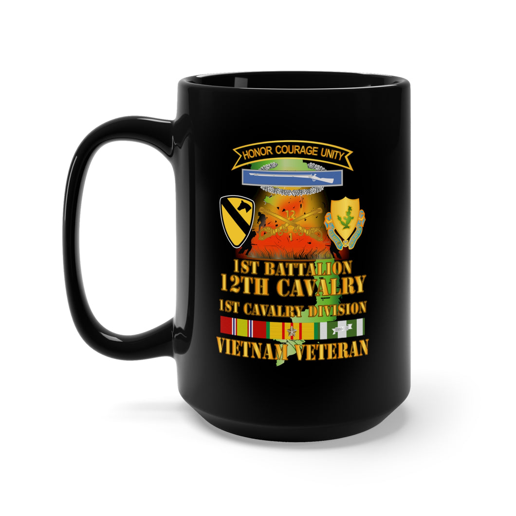 Black Mug 15oz - Army - 1st Battalion, 12th Cav - SSI - DUI - MAP VN SVC X 300