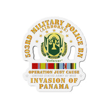 Load image into Gallery viewer, Die-Cut Magnets - Just Cause - 503rd Military Police Bn - Ft Bragg NC w Svc Ribbons

