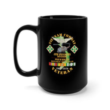 Load image into Gallery viewer, Black Mug 15oz - Army - Vietnam Combat Veteran w Aviator Badge - Plei D’jerang, RVN- 4th ID SSI X 300
