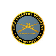 Load image into Gallery viewer, Kiss-Cut Vinyl Decals - Army - 24th Infantry Regiment - Fort McKavett, TX - Buffalo Soldiers w Inf Branch
