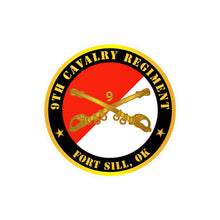 Load image into Gallery viewer, Kiss-Cut Vinyl Decals - Army - 9th Cavalry Regiment - Fort Sill, OK w Cav Branch
