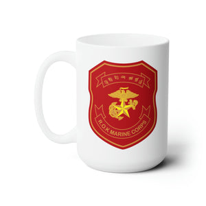 White Ceramic Mug 15oz - Korea - Republic of Korea - Marine Corps Patch wo Txt